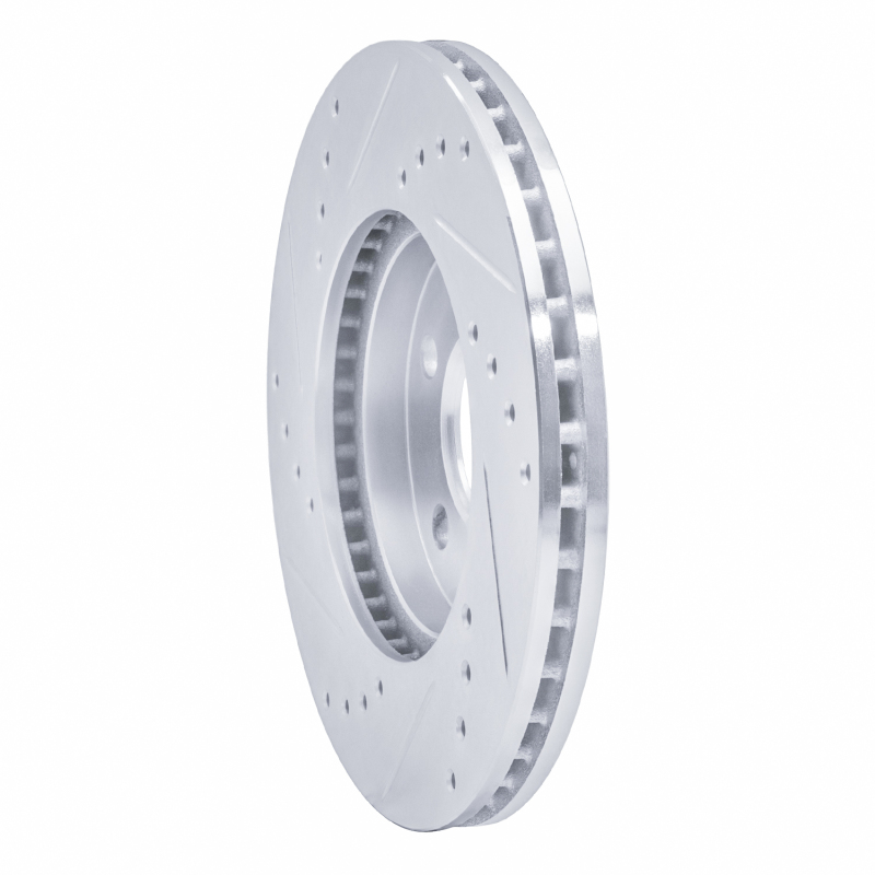 Chrysler Neon Brake Rotor (1) - Front Right - R1 Concepts - Drilled & Slotted - Silver - `00-`05
